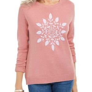 Karen Scott Sweater Snowflake Light Pink/Peach Color Size XL